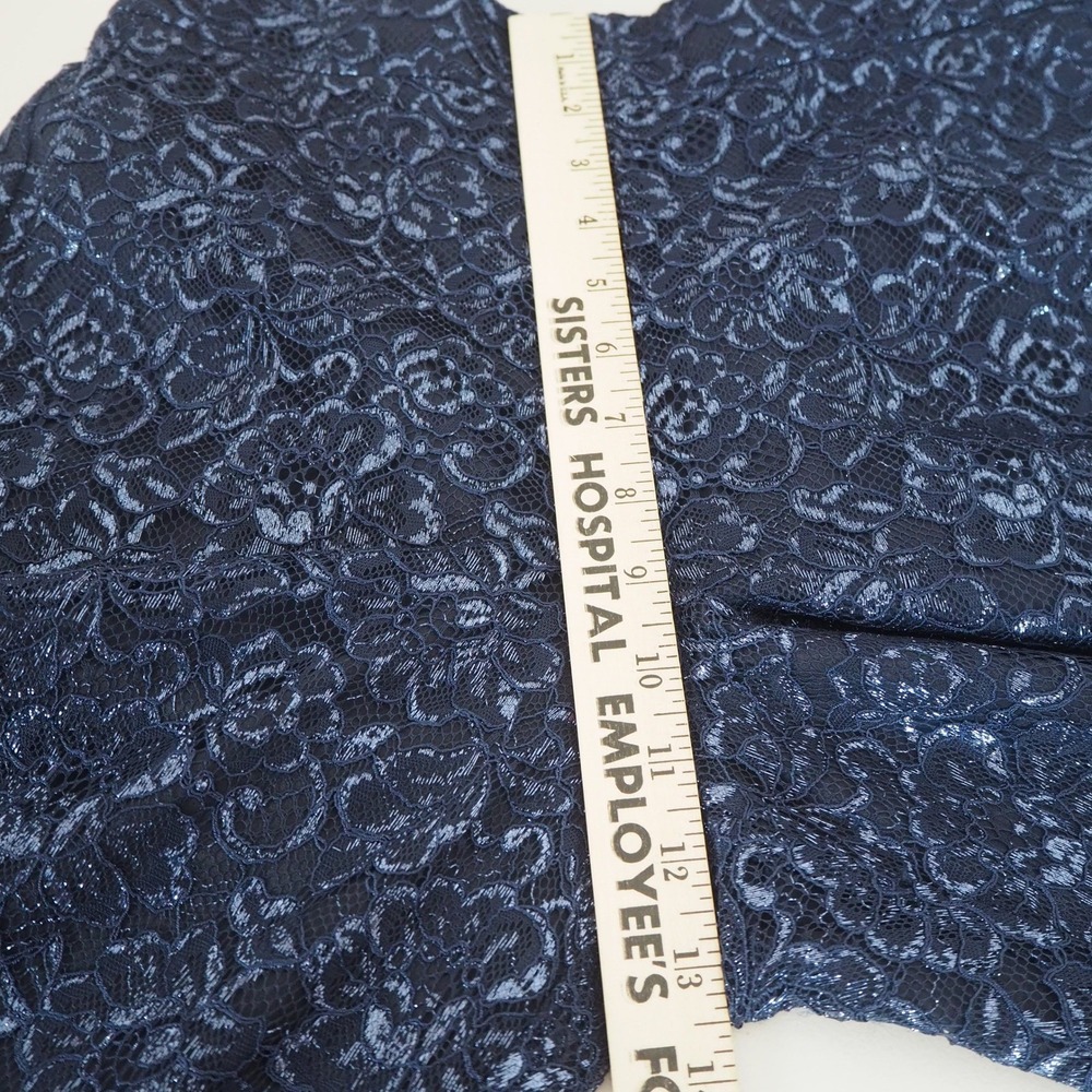 J. Crew Peyton High-Rise Pull-On Wide-Leg Pants Navy Metallic Lace Size 10 - Picture 6 of 11